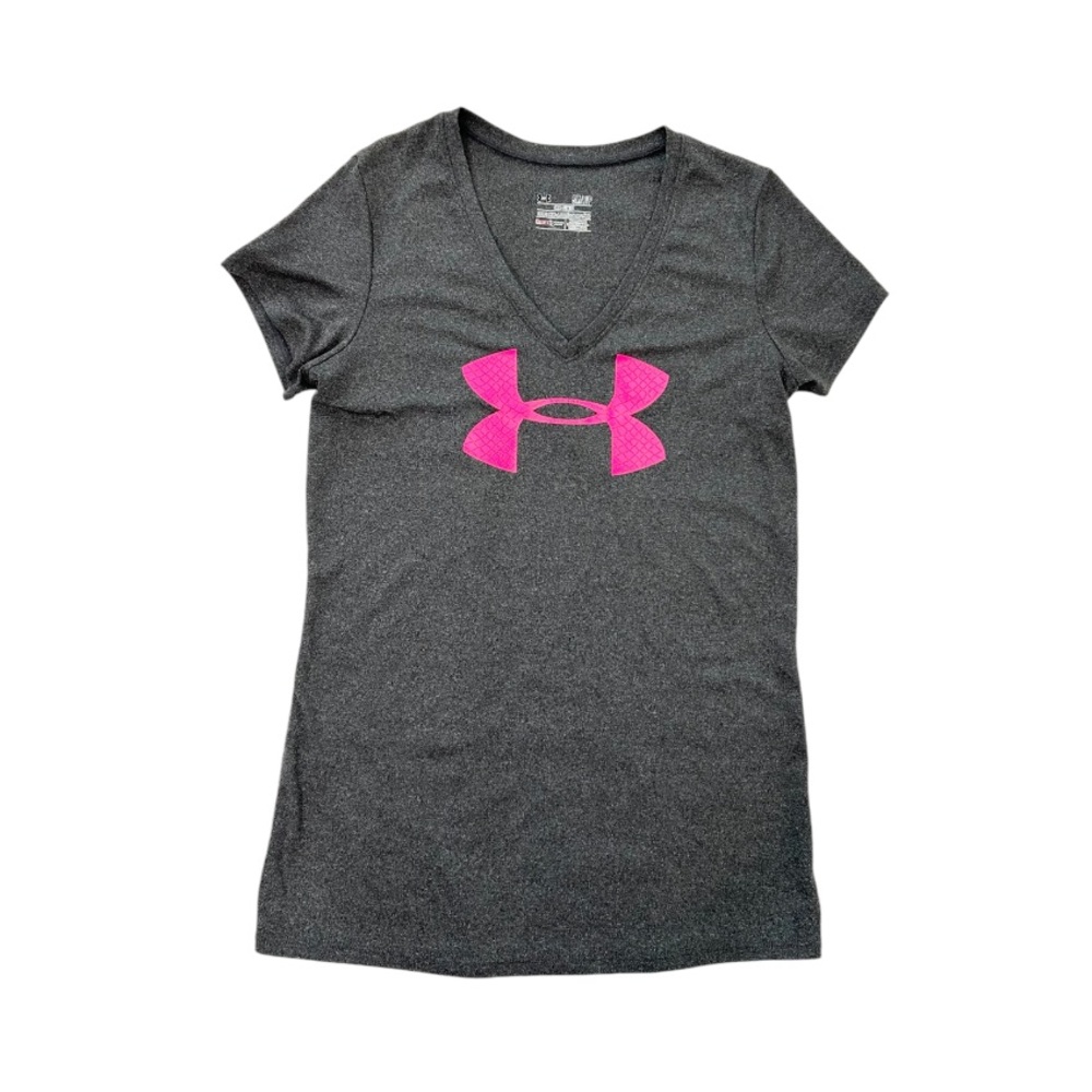Under Armour Women's Gray Heatgear Semi Fitted Short Sleeve T Shirt
